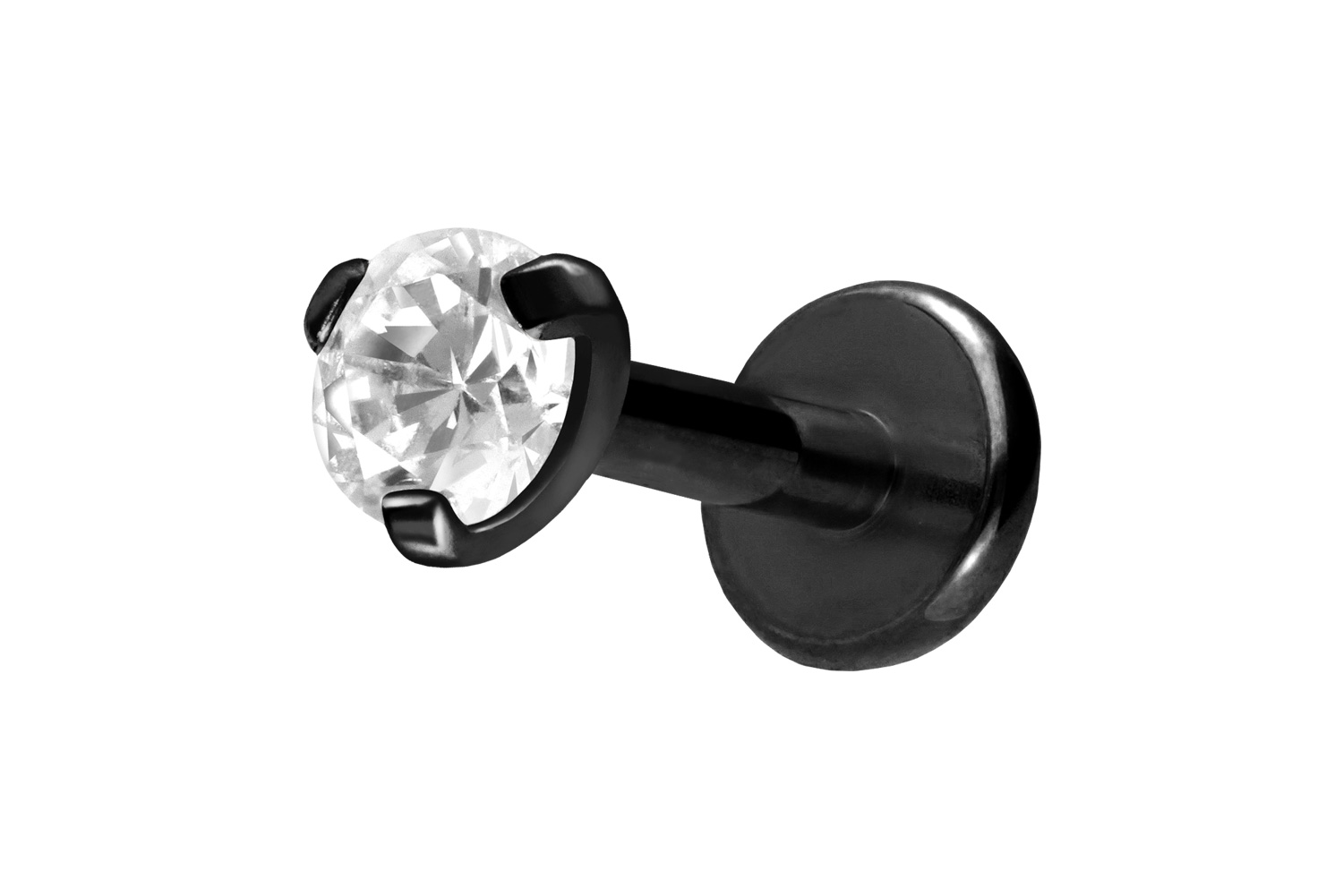 Titan Labret Piercing mit Innengewinde EINGEFASSTER KRISTALL